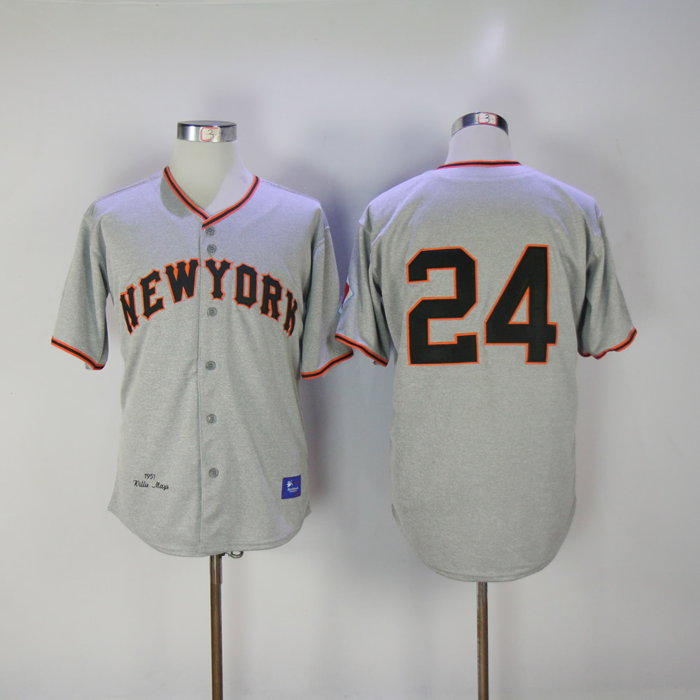 Men San Francisco Giants #24 Mays Grey Throwback MLB Jerseys